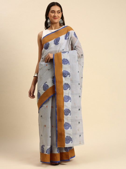 DESH BIDESH Woven Design Pure Cotton Taant Saree