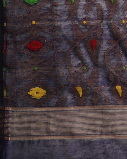 DESH BIDESH Woven Design Ethnic Motifs Zari Pure Cotton Jamdani Saree