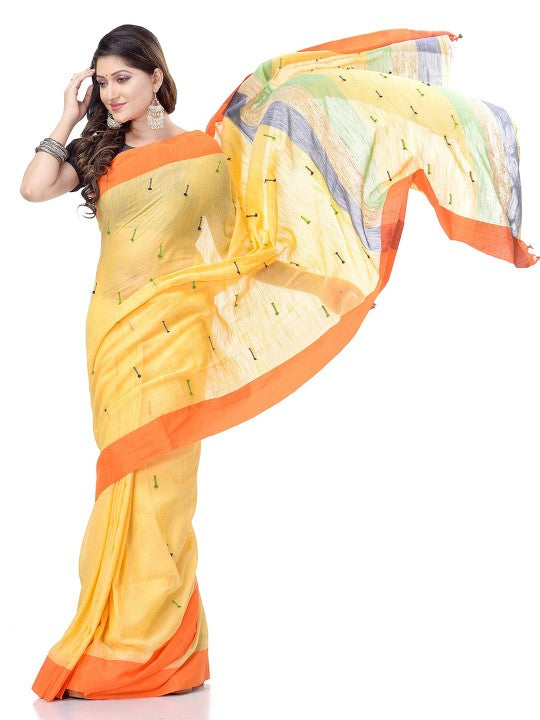 DESH BIDESH Woven Design Pure Cotton Traditional Taant Saree
