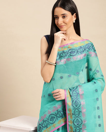 DESH BIDESH Ethnic Motifs Pure Cotton Taant Saree