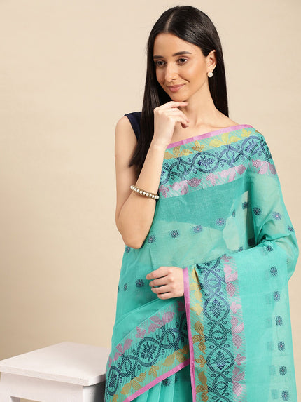 DESH BIDESH Ethnic Motifs Pure Cotton Taant Saree