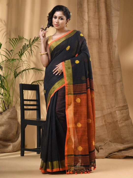 DESH BIDESH Geometric Woven Design Pure Cotton Saree