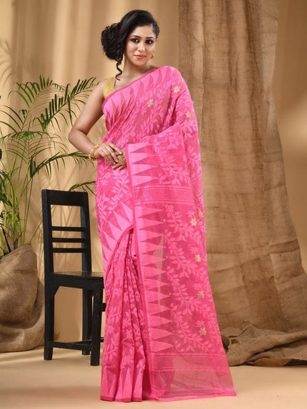 DESH BIDESH Geometric Woven Design Pure Cotton Taant Saree