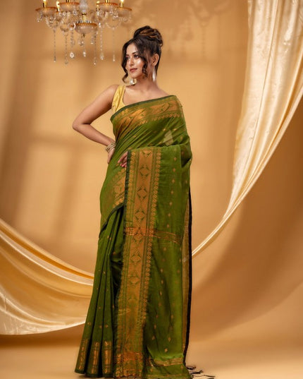 DESH BIDESH Ethnic Motifs Woven Design Chanderi Saree