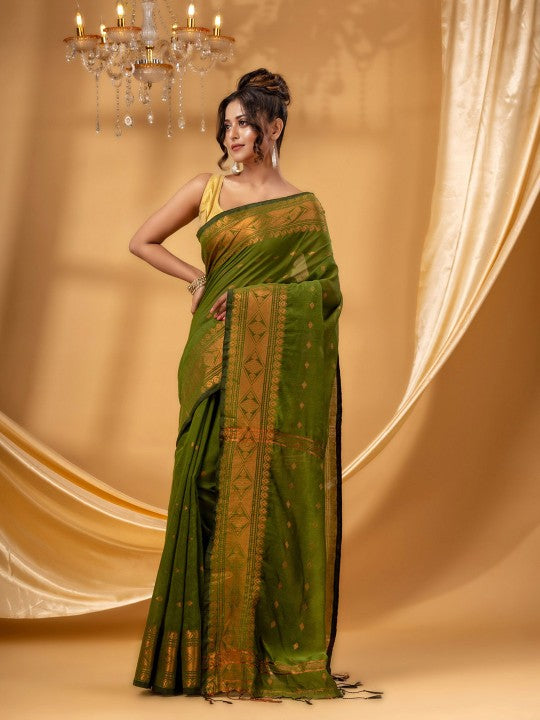 DESH BIDESH Ethnic Motifs Woven Design Chanderi Saree