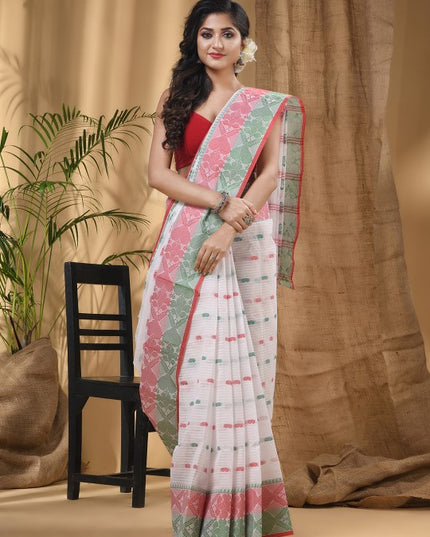 DESH BIDESH Ethnic Motif Woven Design Pure Cotton Taant Saree