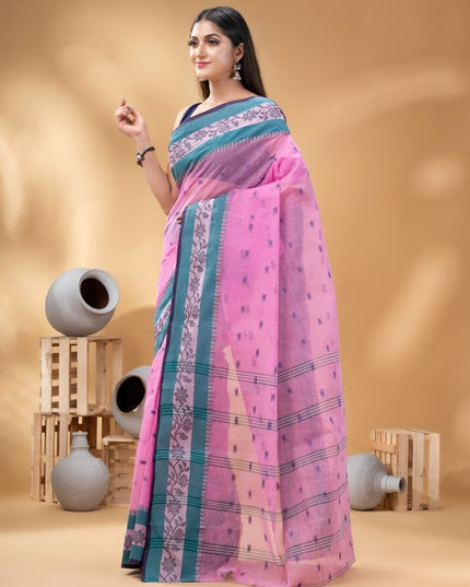 DESH BIDESH Ethnic Motifs Woven Design Pure Cotton Taant Saree