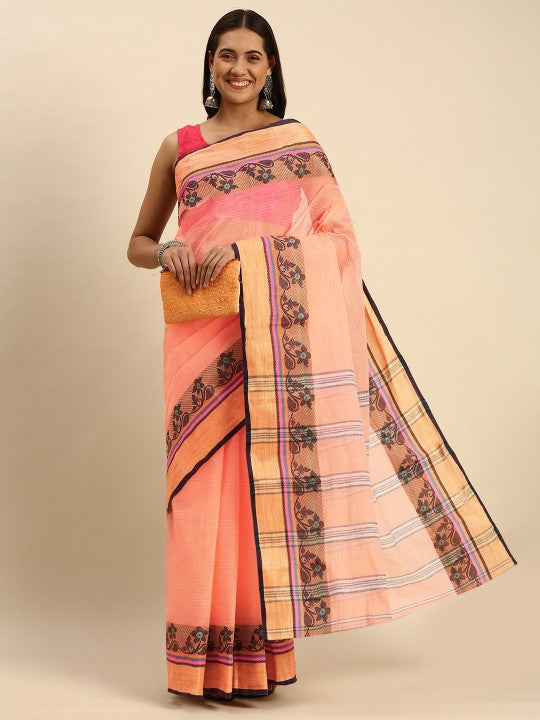 DESH BIDESH Woven Design Pure Cotton Taant Saree