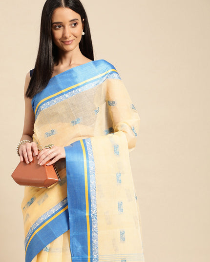 DESH BIDESH Ethnic Motifs Pure Cotton Taant Saree