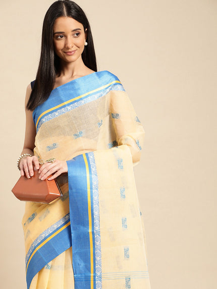 DESH BIDESH Ethnic Motifs Pure Cotton Taant Saree