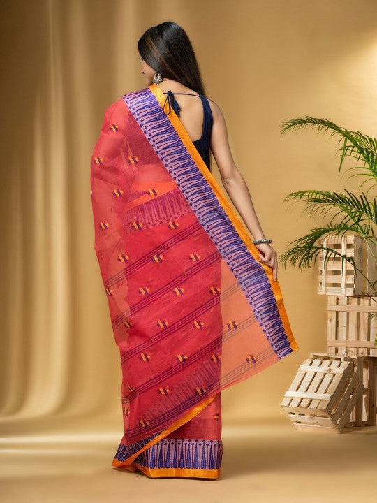 DESH BIDESH Ethnic Motifs Woven Design Pure Cotton Taant Saree