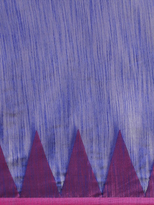 DESH BIDESH Blue & Pink Woven Design Pure Cotton Taant Saree