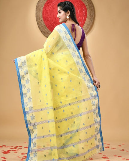 Ethnic Motifs Woven Design Pure Cotton Taant Saree for Women