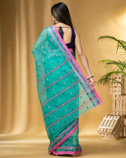 DESH BIDESH Ethnic Motifs Woven Design Pure Cotton Taant Saree
