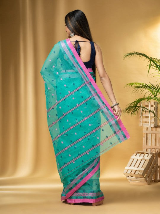DESH BIDESH Ethnic Motifs Woven Design Pure Cotton Taant Saree