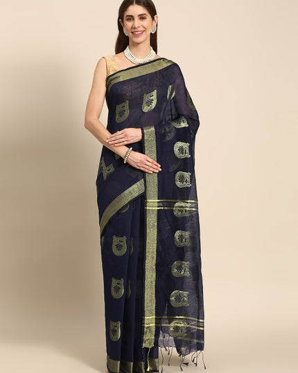 DESH BIDESH Ethnic Motifs Zari Taant Saree
