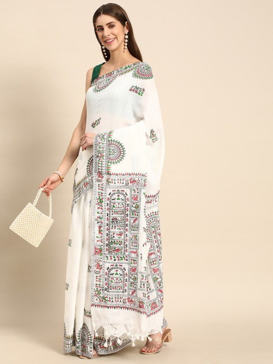 DESH BIDESH Warli Pure Cotton Taant Saree