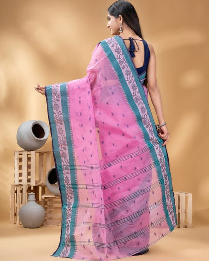 DESH BIDESH Ethnic Motifs Woven Design Pure Cotton Taant Saree