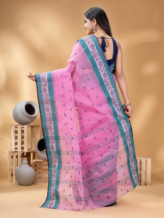 DESH BIDESH Ethnic Motifs Woven Design Pure Cotton Taant Saree