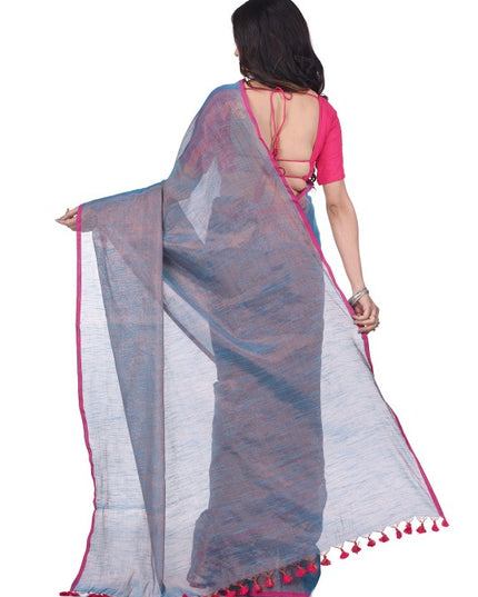 DESH BIDESH Solid Handloom Taant Saree