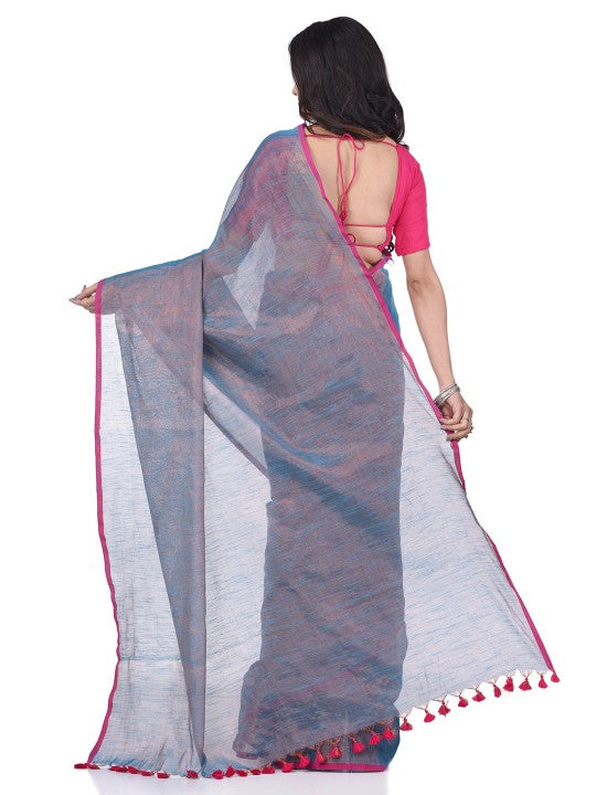 DESH BIDESH Solid Handloom Taant Saree