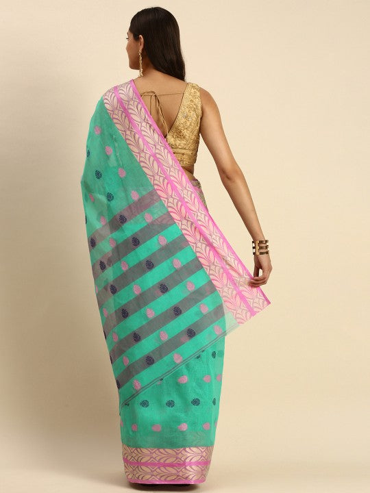 DESH BIDESH Woven Design Pure Cotton Taant Saree