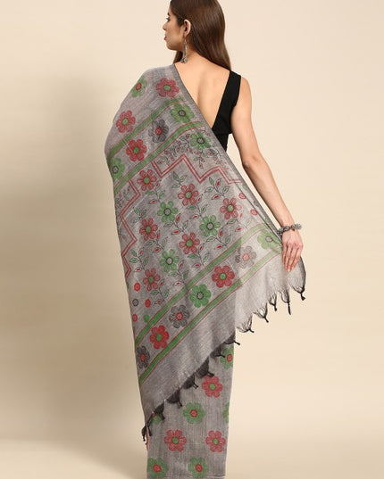 DESH BIDESH Floral Pure Cotton Taant Saree