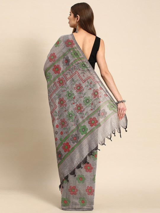 DESH BIDESH Floral Pure Cotton Taant Saree