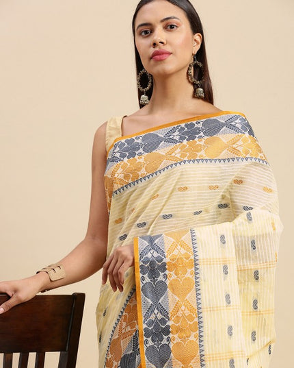 DESH BIDESH Woven Design Pure Cotton Taant Saree