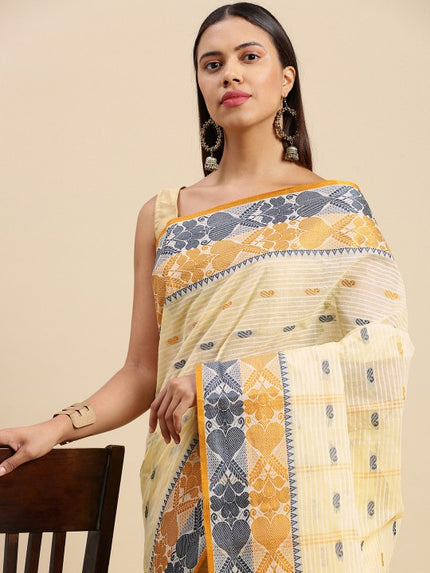 DESH BIDESH Woven Design Pure Cotton Taant Saree