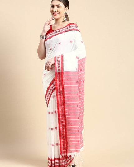 DESH BIDESH Woven Design Ethnic Motifs Pure Cotton Taant Saree