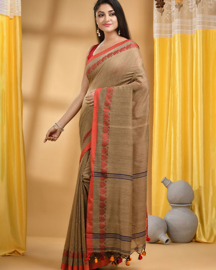 DESH BIDESH Bengali Pure Cotton Handloom Taant Saree
