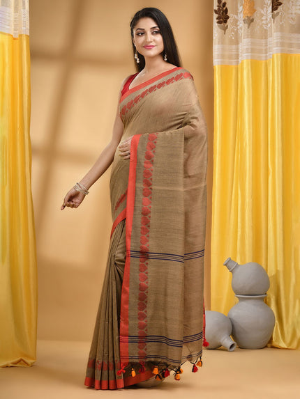DESH BIDESH Bengali Pure Cotton Handloom Taant Saree