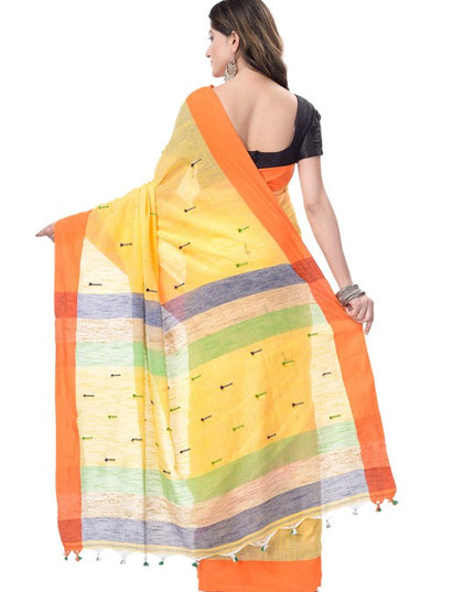 DESH BIDESH Woven Design Pure Cotton Traditional Taant Saree