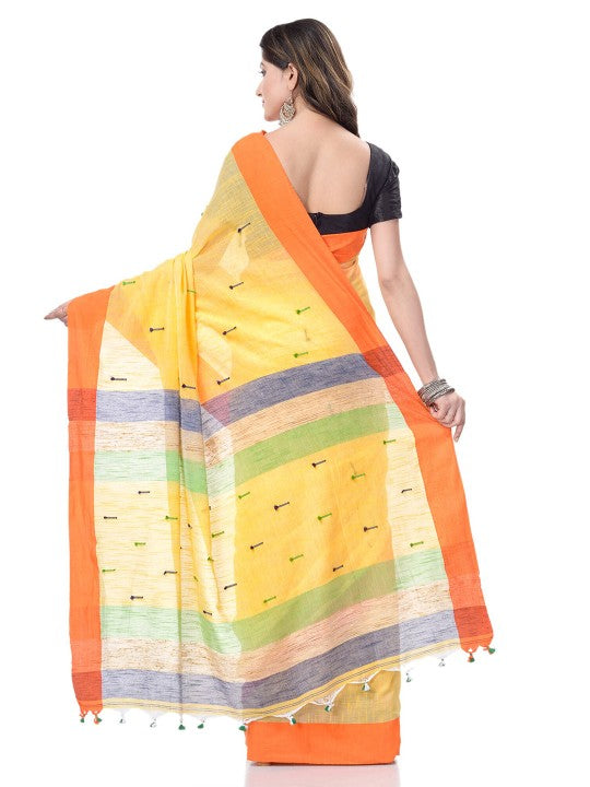 DESH BIDESH Woven Design Pure Cotton Traditional Taant Saree