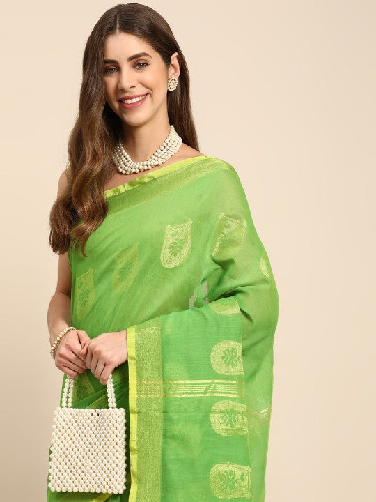 DESH BIDESH Ethnic Motifs Zari Taant Saree