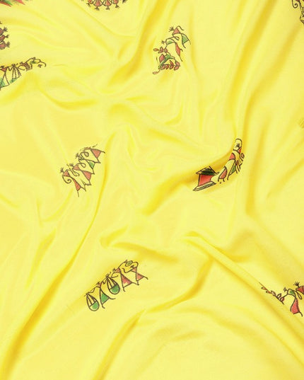 DESH BIDESH Yellow & Green Warli Pure Cotton Taant Saree