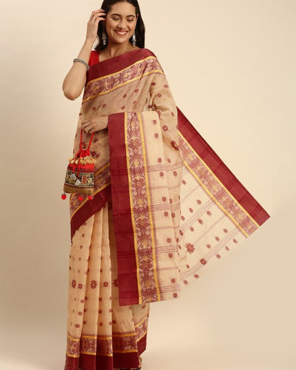 DESH BIDESH Woven Design Pure Cotton Taant Saree