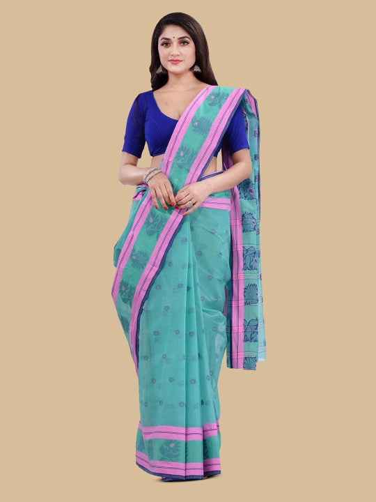 DESH BIDESH Woven Design Pure Cotton Taant Saree