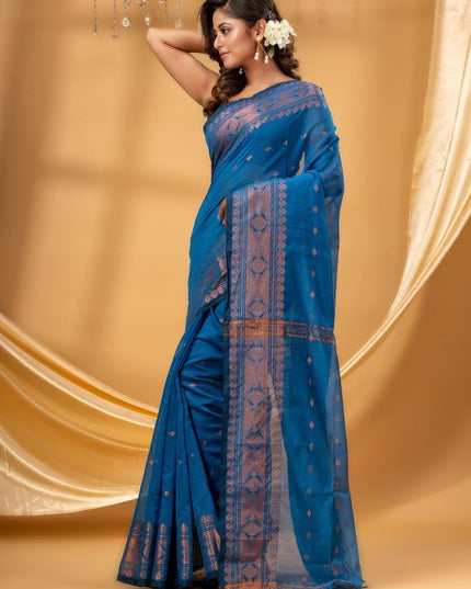 DESH BIDESH Woven Design Zari Taant Saree