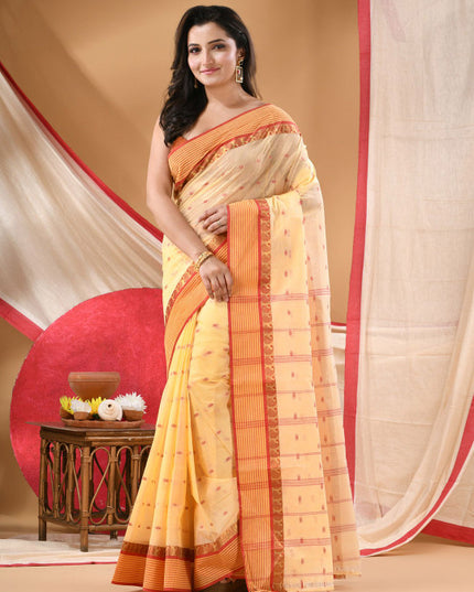 DESH BIDESH Ethnic Motifs Printed Zari Pure Cotton Jamdani Saree