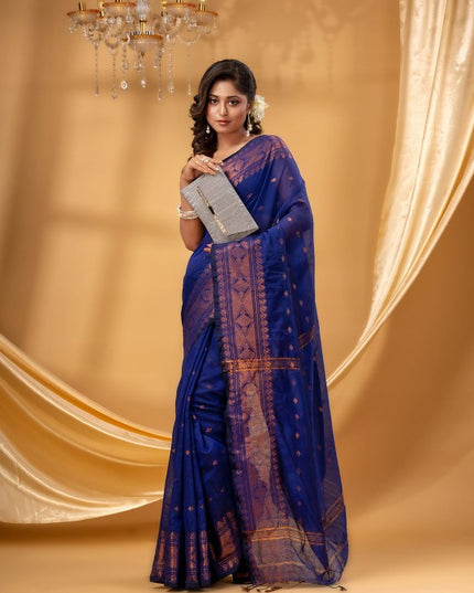 DESH BIDESH Women Woven Design Zari Taant Saree