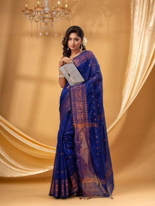 DESH BIDESH Women Woven Design Zari Taant Saree