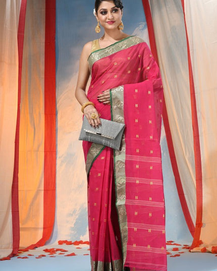 DESH BIDESH Women's Ethnic Motifs Pure Cotton Saree with Blouse Piece