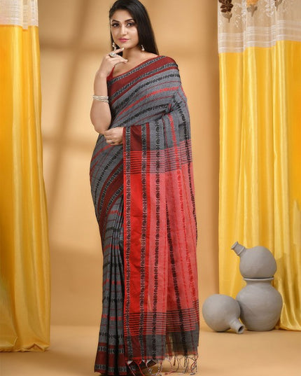 DESH BIDESH Woven Design Pure Cotton Taant Saree