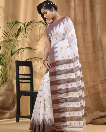 DESH BIDESH Woven Design Pure Cotton Taant Saree