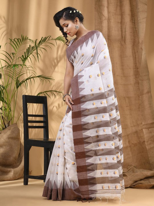 DESH BIDESH Woven Design Pure Cotton Taant Saree