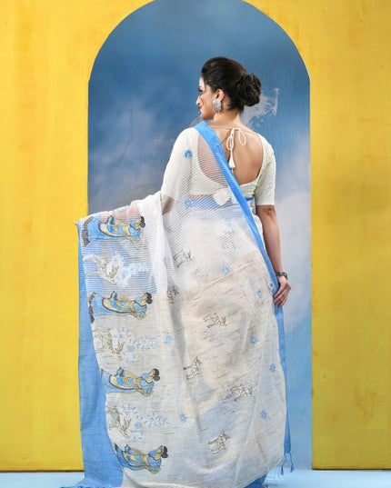 DESH BIDESH Ethnic Motifs Pure Cotton Khadi Saree