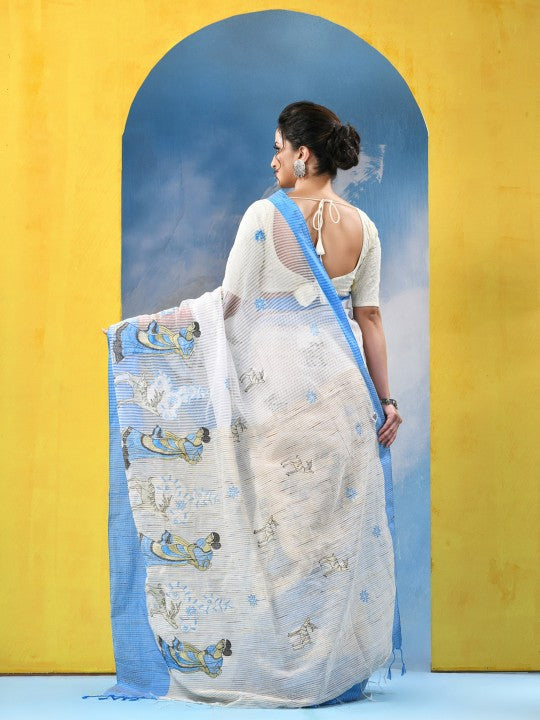 DESH BIDESH Ethnic Motifs Pure Cotton Khadi Saree