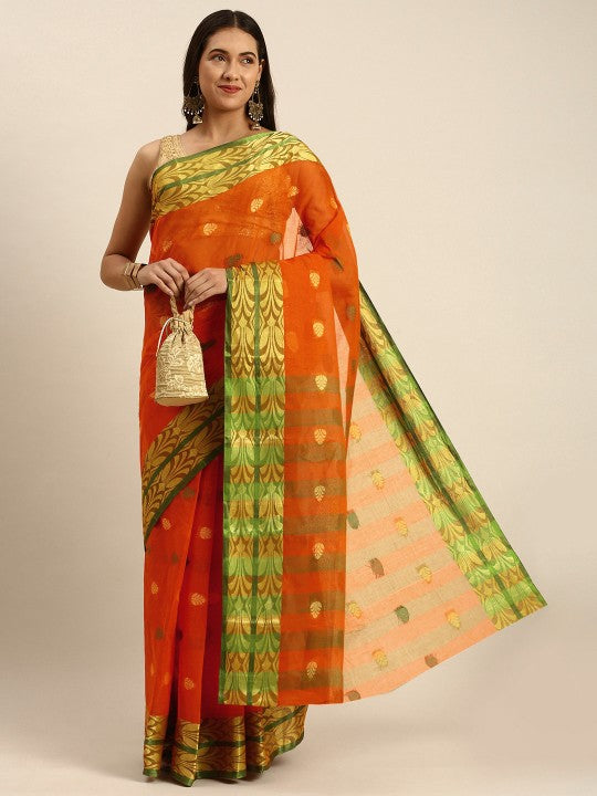 DESH BIDESH Woven Design Pure Cotton Taant Saree